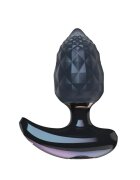 TINGON Vibrator anal A1 cu aplicație textură geometrică pentru stimulare unică 12 funcții de vibrație 5 viteze gri cu negru