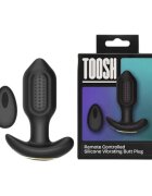 TOOSH Vibrator anal Silicone Vibrating Butt Plug cu telecomandă 10 funcții de vibrație din silicon 8.5 cm inserabili negru