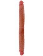 TOY JOY Dildo dublu GET REAL BY Silicone Foreskin Double Dong pentru dublă penetrare senzație realistă de piele 46 cm culoare caramel