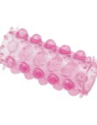 TOYZ4LOVERS Manșon pentru penis cu striații Long Ring pentru stimulare intensă și îngroșare roz transparent (00802818)