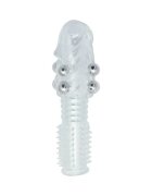TOYZ4LOVERS Manșon pentru penis Stretchy Penis texturat cu bile de metal din TPE lungime 13.5 cm diametru 2 cm transparent