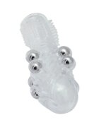 TOYZ4LOVERS Manșon pentru penis Stretchy Penis texturat cu bile de metal din TPE lungime 13.5 cm diametru 2 cm transparent