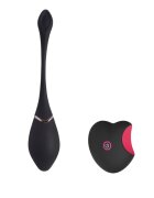 TOYZ4LOVERS Ou vibrator Power Pocket Sinner Egg cu telecomandă în formă de inimă vibrații multiple negru cu roz