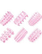 TOYZ4LOVERS Set manșoane pentru penis Pleasure pentru stimulare intensă și îngroșare cu 6 tipuri de striații roz transparent