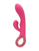 TOYZ4LOVERS Vibrator rabbit Handy G-Double Touch Grip pentru clitoris și punctul G 10 funcții de vibrație 18.8 cm roz cu auriu
