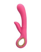 TOYZ4LOVERS Vibrator rabbit Handy Petal Grip pentru clitoris și punctul G 10 funcții de vibrație 18.8 cm roz cu auriu