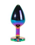 X-MEN Plug anal Secret Shine Metal Butt Plug bază cu cristal lungime 9.5 cm diametru 4.1 cm (mărime L) multicolor