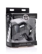 XR Brands Cușcă pentru penis Detained pentru castitate bărbați din cauciuc cu pereți rigizi pentru stimulare negru diamentru 2.8 cm