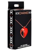 XR Brands Stimulator clitoris CHARMED Heart Necklace pandantiv în formă de inimă pe colier 10 funcții de vibrație roșu cu auriu