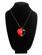 XR Brands Stimulator clitoris CHARMED Heart Necklace pandantiv în formă de inimă pe colier 10 funcții de vibrație roșu cu auriu