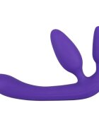 YOU2TOYS Dildo triplu Strapless Strap-On strap-on fără ham cu plug anal integrat culoare mov lungime 20 cm