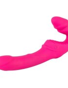 YOU2TOYS Vibrator dublu Strapless Strap-On 2 strap-on fără ham 9 funcții de vibrație rezistent la apă lungime 21.8 cm roz
