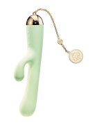 ZALO Vibrator rabbit Ichigo Melon pentru stimularea clitorisului și punctului G control prin aplicație cu lanț din aur de 18 carate culoare verde