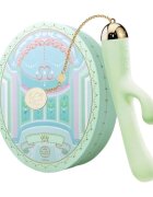 ZALO Vibrator rabbit Ichigo Melon pentru stimularea clitorisului și punctului G control prin aplicație cu lanț din aur de 18 carate culoare verde