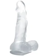 Baile DILDO REALISTIC CU VENTUZA SI TESTICULE 167 CM TRANSPARENT
