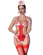 Chilirose Set body tip asistenta rosu fara decupaj în zona intima marime S/M