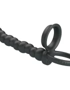 PRETTYLOVE Inel pentru penis Dillon pentru stimulare simultană negru