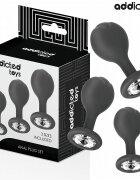 ADDICTED TOYS Set 3 pluguri anale – Anal Plug Silicone with Jewel design sferic silicon medical mărimi S/M/L