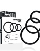 ADDICTED TOYS Set inele pentru penis din cauciuc elastic pentru susținerea erecției și plăcere intensă culoare neagră