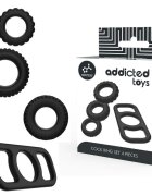 ADDICTED TOYS Set inele pentru penis din silicon flexibil pentru susținerea erecției și intensificarea plăcerii 4 piese