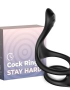 ARMONY Inel dublu – Tail din silicon medical pentru penis și testicule negru