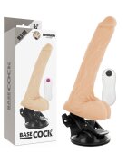 BASECOCK Dildo realist articulat cu vibrații – telecomandă cu fir 12 moduri de vibrare ventuză material TPE 18.5 cm culoare naturala