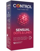 CONTROL Prezervative – Sensual Dots & Lines cu puncte și striații pentru stimulare intensă și formă adaptabilă 12 bucăți