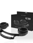 Fetish Cătușe SUBMISSIVE – Neoprene Lining Handcuffs with Handle piele vegană & metal fără nichel 100% ajustabile