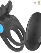 INTENSE Inel dublu pentru penis cu vibrații – Sam 10 moduri telecomandă încărcare USB silicon medical negru