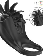 INTENSE Inel pentru penis cu vibrații – Mabel cu stimulator clitoridian 10 moduri încărcare USB silicon medical negru