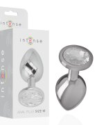 INTENSE Plug anal – Metalic cu cristal argintiu mărimea M 8 cm