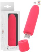 INTENSE Vibrator bullet – Symone 8 moduri de vibrare încărcare USB silicon roșu 10 × 2.2 cm