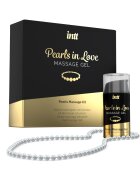 INTT Set - Pearls in Love pentru masaj erotic cu colier din perle albe si gel pe bază de silicon 15 ml
