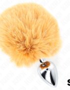 KINK Plug anal – din oțel inoxidabil cu coadă tip iepuraș din blană sintetică bej 8 cm 7 × 3 cm