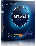 MY.SIZE Prezervative PRO – Condoms 57 mm ultra-subțiri pentru potrivire personalizată și sensibilitate naturală 3 bucăți