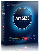 MY.SIZE Prezervative PRO – Condoms 60 mm ultra-subțiri pentru potrivire personalizată și sensibilitate naturală 3 bucăți