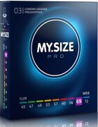MY.SIZE Prezervative PRO – Condoms 69 mm ultra-subțiri pentru potrivire personalizată și sensibilitate naturală 3 bucăți