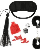 OHMAMA! Set pentru cupluri 2 pentru jocuri erotice (bici mască zaruri cătușe și petale) 5 piese