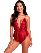 Passion Body – Sensie satinat decolteu adânc culoare burgundy S/M