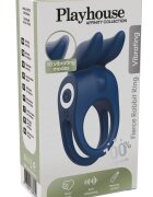 Playhouse Inel vibrator pentru penis Affinity - Fierce Rabbit 100% silicon 10 moduri de vibrare cu telecomanda albastru