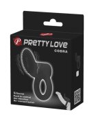PRETTYLOVE Inel pentru penis cu vibrații - Cobra silicon moale cu textură stimulatoare rezistent la apă negru