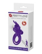 PRETTYLOVE Inel pentru penis cu vibrații - Vibrant Penis Ring III 10 funcții de vibrație silicon moale violet