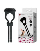 PRETTYLOVE Inel pentru penis - Curitis cu vibrații din silicon moale reglaj ajustabil culoare neagră