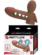 PRETTYLOVE Manson cu pernă de aer - Tyronn silicon moale stimulare pulsantă inel testicular culoare maro