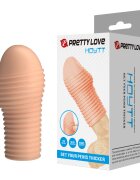 PRETTYLOVE Manșon pentru penis - Hoytt pentru îngroșare și stimulare intensă texturat cu striații culoarea pielii 9 cm