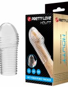 PRETTYLOVE Manșon pentru penis - Hoytt pentru îngroșare și stimulare intensă texturat cu striații transparent 9 cm