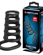 PRETTYLOVE Manșon pentru penis - Rodrigo tip spirală din silicon pentru stimulare intensă și erecție de durată negru