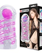 PRETTYLOVE Masturbator - Transparent reutilizabil TPR moale cu spirală rotativă și bilă stimulatoare