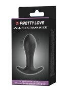 PRETTYLOVE Plug anal – Anal Plug Massager cu 12 funcții de vibrație din silicon reîncărcabil USB rezistent la apă negru