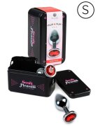 Secret Play Plug anal – Red S din aluminiu ultra-fin pentru stimulare anală decorat cu cristal roșu mărimea S